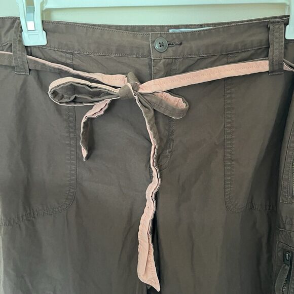 Vtg Y2k Old Navy Brown Low Rise Authentic Cargo Cropped Womens Sz 20 Drawstring - Picture 4 of 9